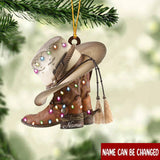 Ornament - Boots and Hat Cowboy With Christmas Light – Custom Shaped Ornament - Personalized Flat Acrylic Ornament