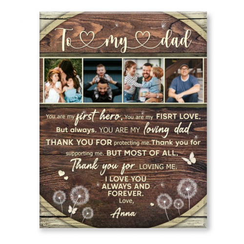 Dad Gift, Fathers Day Gift From Daughter, Thank You Dad Gift, To My Dad Collage Canvas, Birthday Gift For Dad
