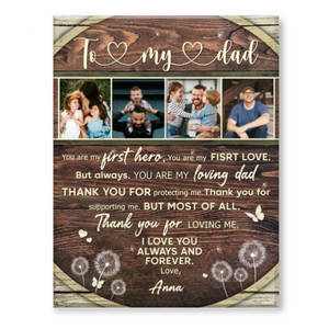 Dad Gift, Fathers Day Gift From Daughter, Thank You Dad Gift, To My Dad Collage Canvas, Birthday Gift For Dad