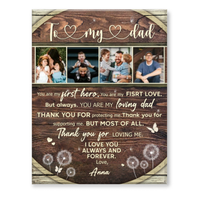 Dad Gift, Fathers Day Gift From Daughter, Thank You Dad Gift, To My Dad Collage Canvas, Birthday Gift For Dad