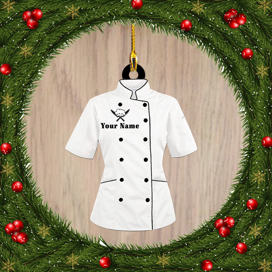 Ornament - Woman Chef Custom Name Shaped Ornament, Custom Shaped Flat Ornament Christmas