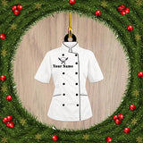 Ornament - Woman Chef Custom Name Shaped Ornament, Custom Shaped Flat Ornament Christmas