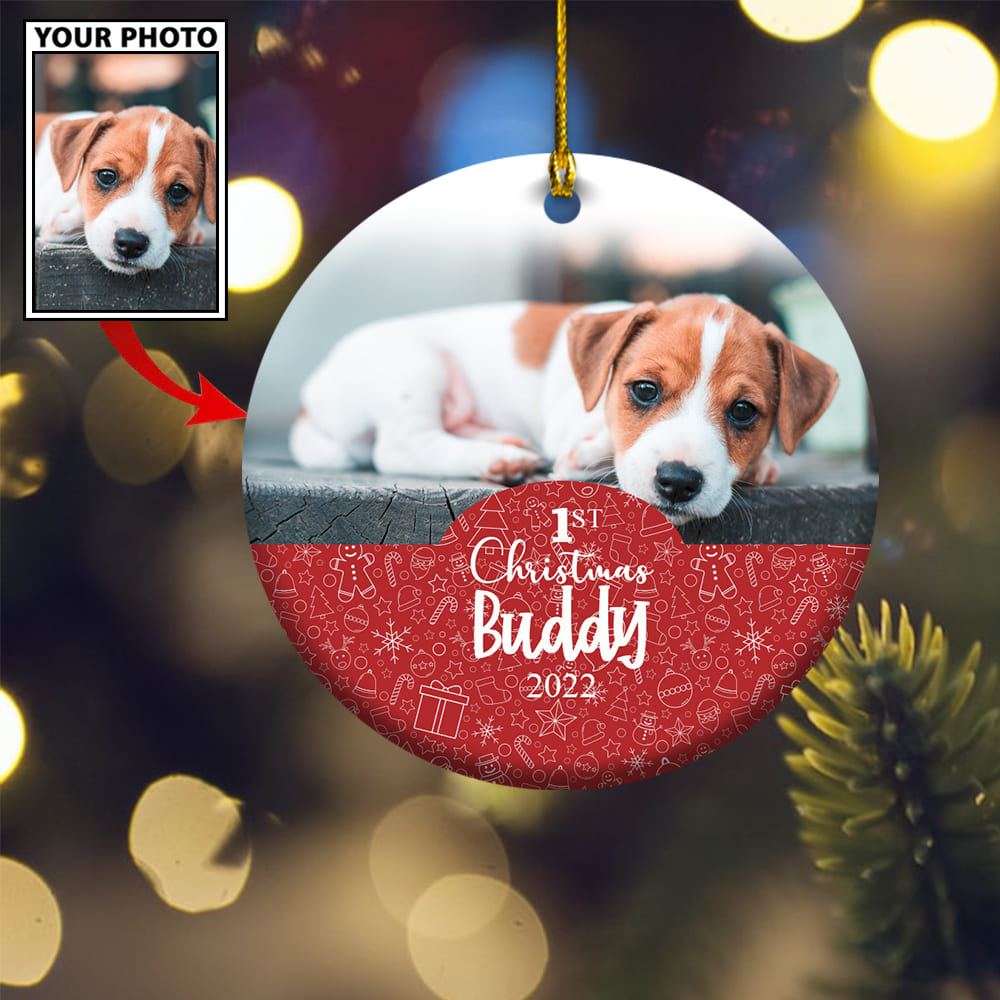 Personalized Gift For Pet Lovers 1st Christmas Custom Image Ceramic Ornament