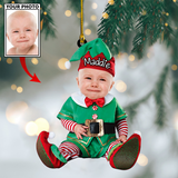 Ornament - Custom Baby Cartoon Boy Cute Photo With Name for Christmas Ornament LTP01