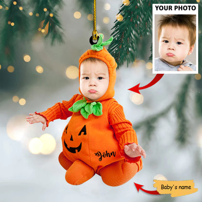 Baby Pumpkin Costum Ornament - Custom Name and Baby