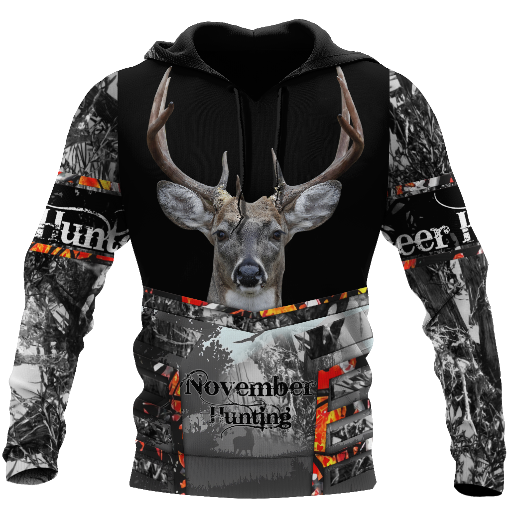 Hunting Gifts Deer Hunting Gifts November Deer Hunting All Over Printed US Unisex Size Hoodie
