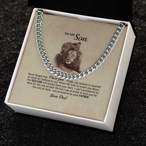 To My Son Necklace From Dad - Never forget that I Love you, Necklace for Son, Cuban Link Chain Necklace