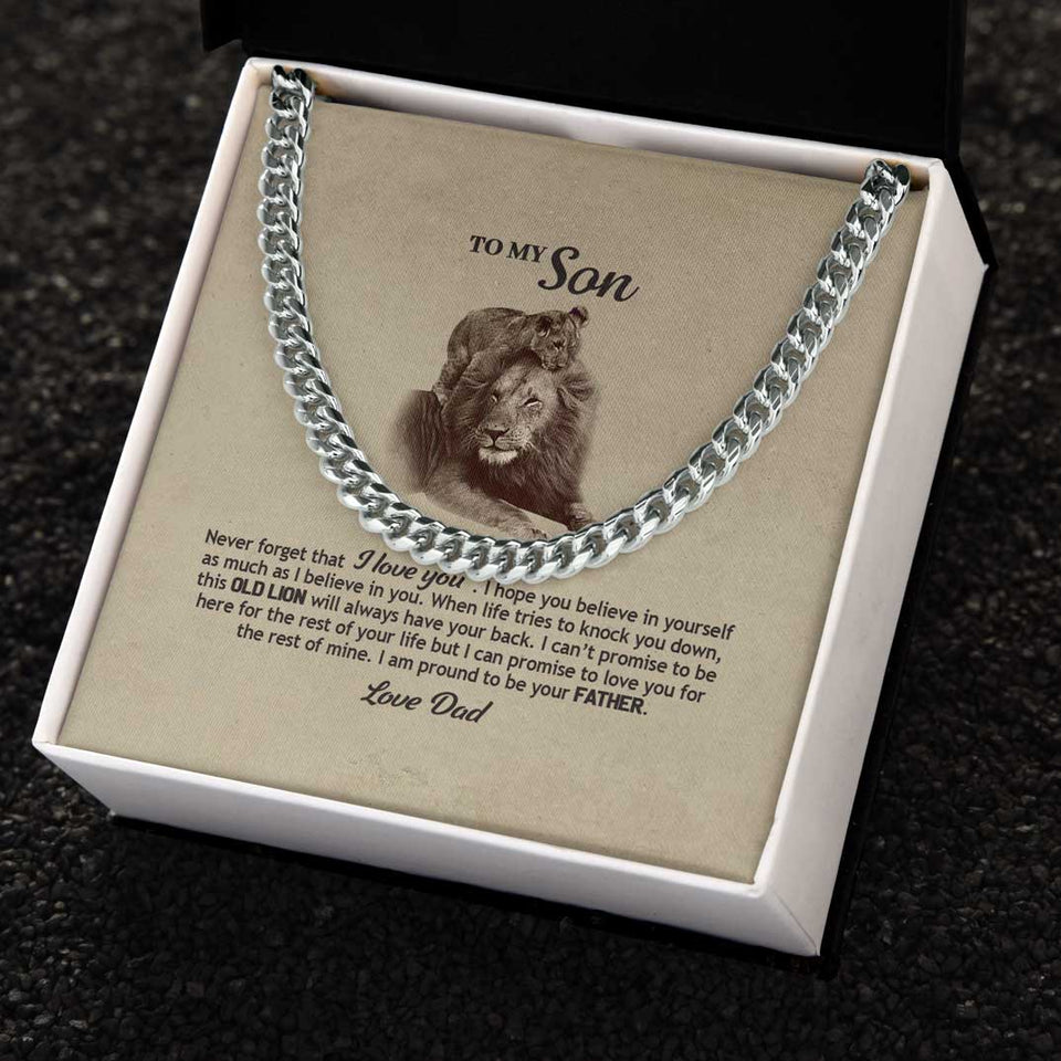 To My Son Necklace From Dad - Never forget that I Love you, Necklace for Son, Cuban Link Chain Necklace