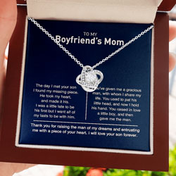 Necklace for Boyfriend's Mom, Gift for Birthday - To My Boyfirend's Mom I Will Love Your Son Forever, Love Knot Necklace
