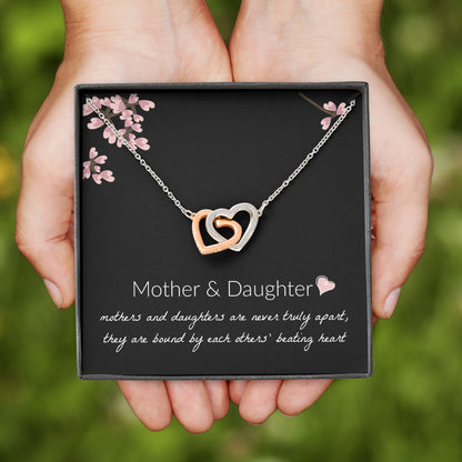 Mother and Daughter Necklace - Mother and Daughter Are Never Truly Apart, Gift for Mother and Daughter Interlocking Hearts Necklace - XL051Y