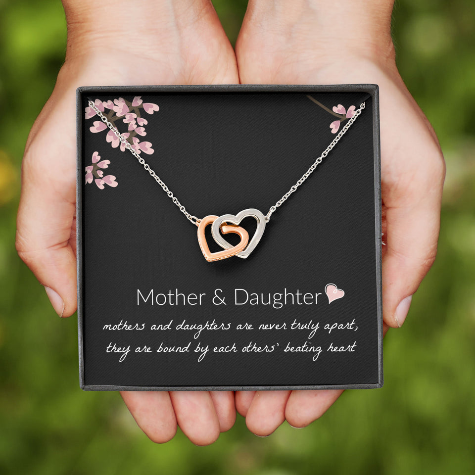 Mother and Daughter Necklace - Mother and Daughter Are Never Truly Apart, Gift for Mother and Daughter Interlocking Hearts Necklace - XL051Y