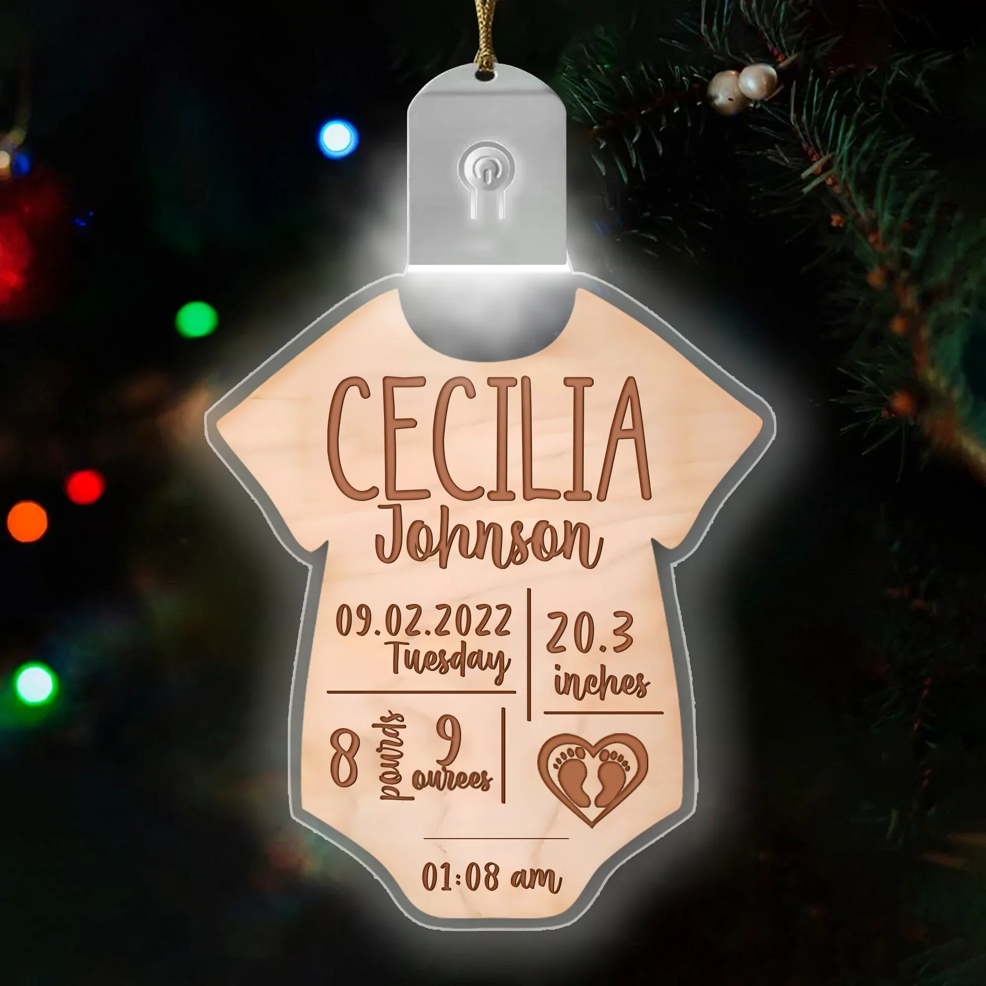 Personalized Baby Birth Stat Christmas Ornaments HB