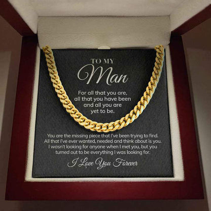 To My Man - For All That You Are - Cuban Link Chain Necklace