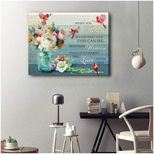When You Believe Bouquet Cardinal Wall Art Canvas