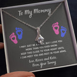 Baby Heart-Feet Alluring Beauty Necklace with Message Card and Gift Box Baby Feet Footprints Necklace for Expecting Mom XL015C - TGV