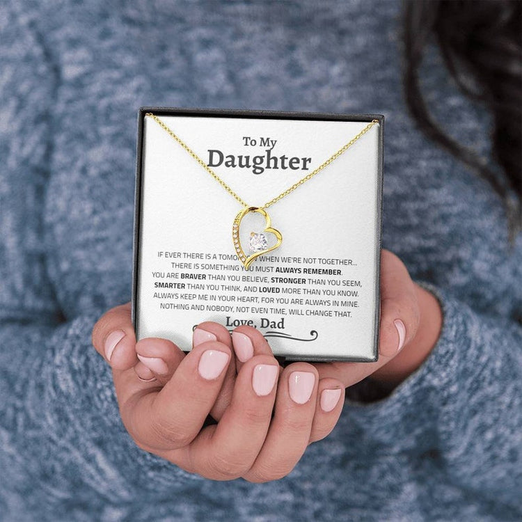 Daughter Necklace - Braver, Stronger, Smarter and Loved more than you know - Always keep me in your heart, for you are always in mine Gold Forever Love Necklace - 340O - TGV