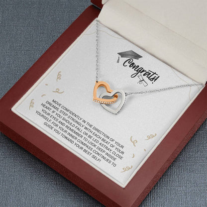 Graduation Necklace Gift - Move Confidently in the direction of your dreams - College, High School, Senior, Master Graduation Gift - Class of 2022 Interlocking Hearts Necklace - 036D - TGV