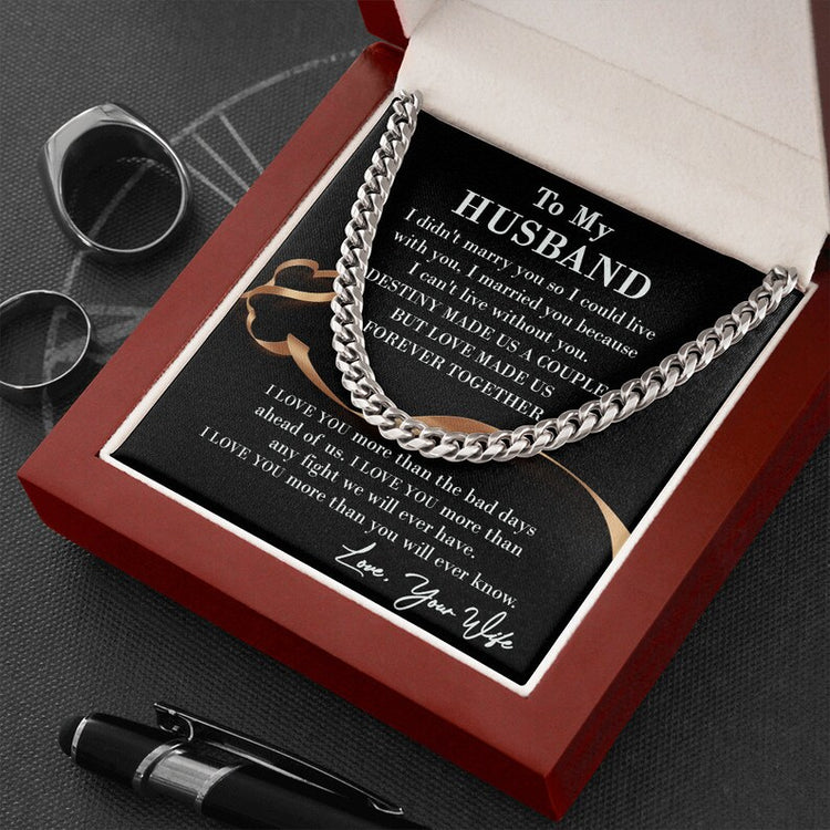 Husband Necklace, To My Husband Necklace I Love You More Than You Will Ever Know, Necklace For Husband, Cuban Link Chain Necklace - TGV