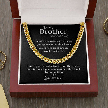 To My Brother And Best Friend Necklace, Love You Man, Cuban Link Chain Necklace - TGV