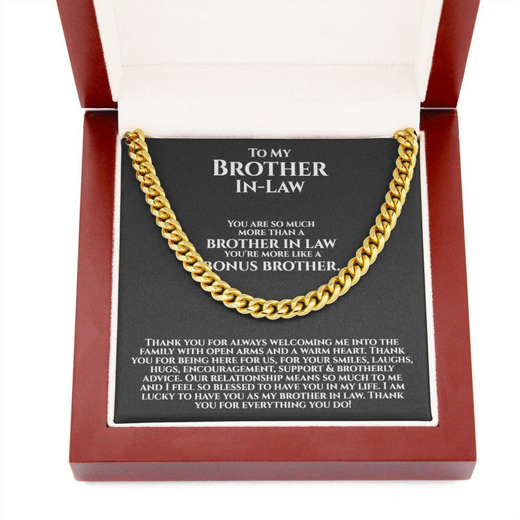 To My Brother In Law Necklace, Gifts for Brother In Law Birthday, Bonus Brother Gifts, Unbiological Bro, Cuban Link Chain Necklace - TGV
