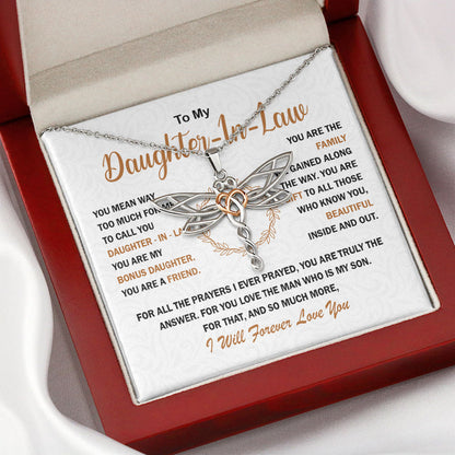 To My Daughter-in-law Necklace Gift, You are my bonus daughter, my friend, my family - Love Knot, Alluring, Eternal Hope Necklace 053D - TGV