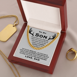 To My Son Necklace Be Brave and Never Let Fear Stop You From Chasing Your Dreams Love, Dad Hunting Cuban Link Chain Necklace 343K - TGV