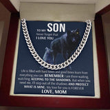 To My Son Necklace - Keeping To The Shadows Cuban Link Chain Necklace Love, Mom - TGV