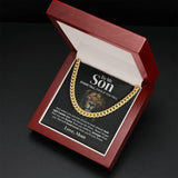 To My Son - Stand tall, even if you fall from Mom - Personalized Cuban Link Chain Necklace - TGV