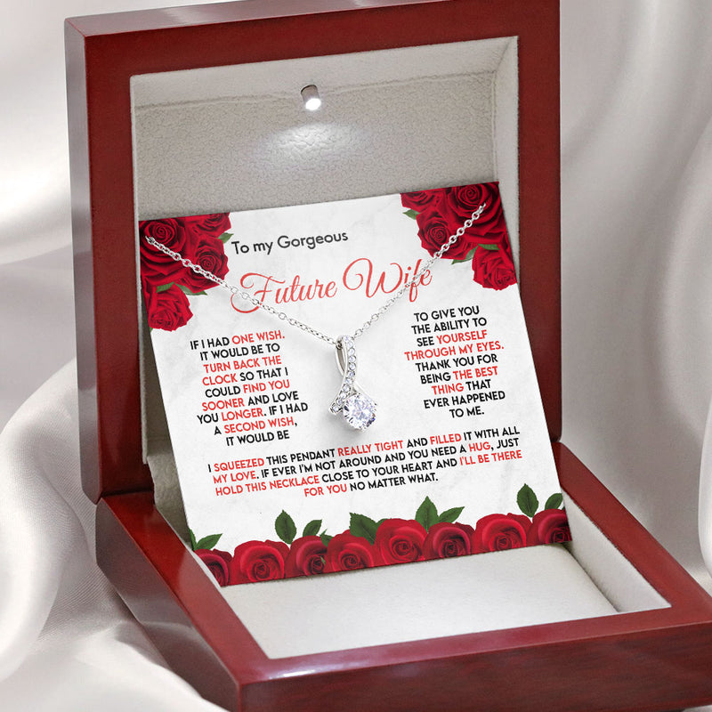To My Wife Girlfriend Soulmate Necklace - I Wish Turn Back The Clock - Find You Sooner and Love You Longer - Love Knot Necklace Alluring Beauty Necklace - Cross Dancing Necklace 029G - TGV