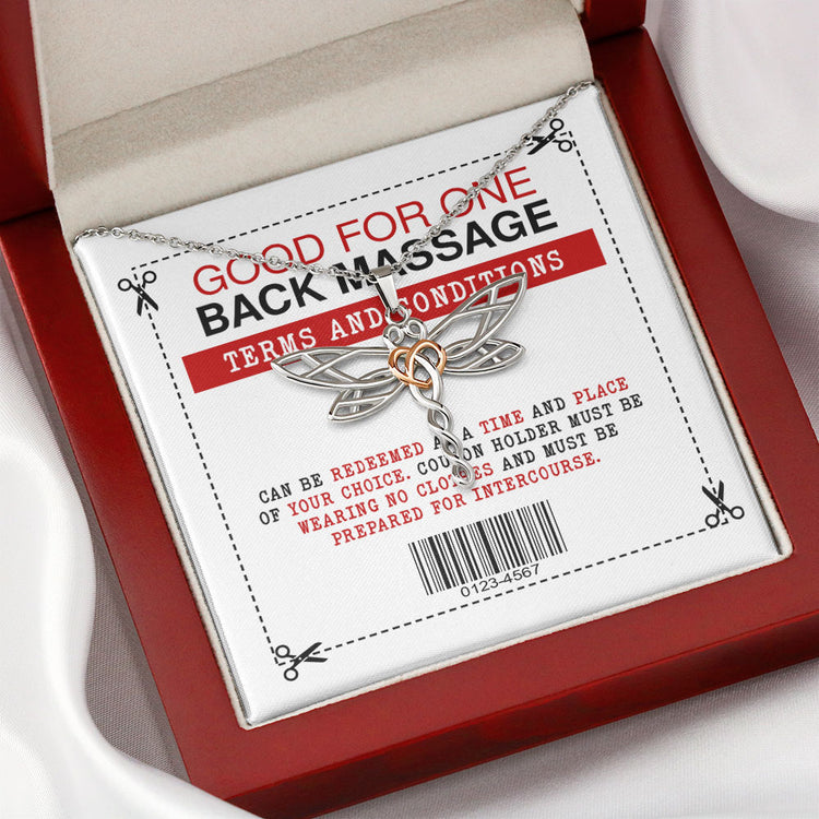 Wife Girlfriend Soulmate Necklace Gift - Funny Message Good For One Back Massage Term and Conditions Love Knot Necklace - Alluring Beauty - Cross Dancing Necklace 029F - TGV