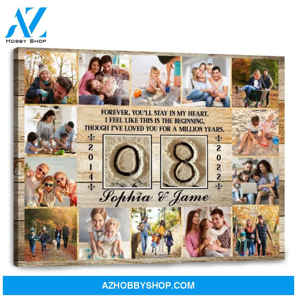 8 Year Wedding Anniversary Gift Personalized Love Canvas