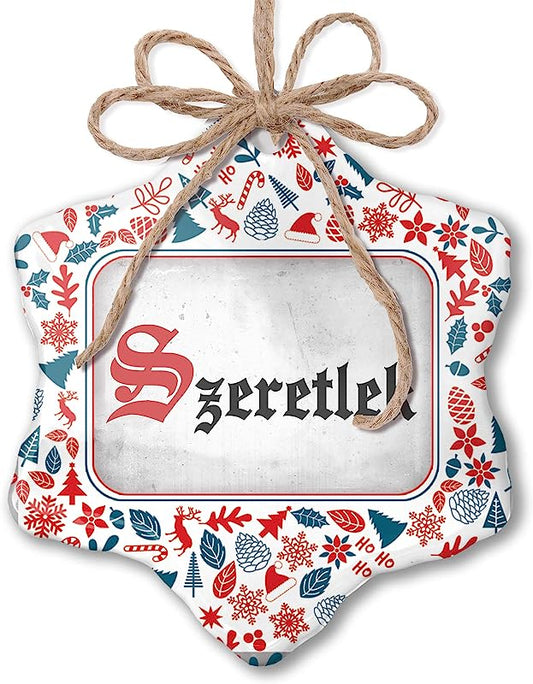 Christmas Ornament I Love You Hungarian Classic Print From Hungary Red White Blue Xmas