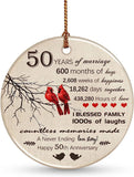 50Th Wedding For Women Men Wedding Anniversary Decorations, 50Th Anniversary Ornament Gift For Wife Husband Parents Grandparents Friends With Ribbon