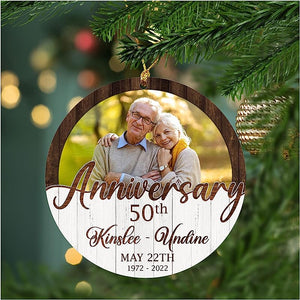 Zoxix 50Th Wedding Anniversary Ornament  Personalized Photo Gift Acrylic Circle Ornament For Parents Xmas Noel Tag For Wife Husband Holiday Family Keepsake