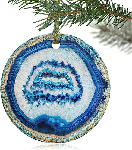  Christmas Tree Hanging Ornaments, Blue Agate 3