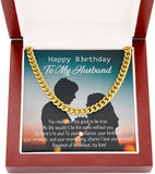 Personalized Message Card Cuban Link Chain Necklace Happy Birthday To My Husband Cuban Link Chain Necklace Gift For