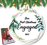 Engagement Gifts For Couples Newly Engaged Unique , Engagement Gift First Christmas Engaged Ornaments With Gift Box, Bridal Shower Gift Wedding Gifts For Couple Bride And Groom Ceramic-Engaged 02