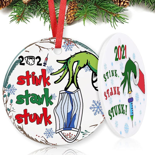 Christmas Tree Decoration, Two-Side Printed  Christmas Ornament Quarantine, Personalized Rounded Ceramics Double-Sided Printing Xmas ‹Decorations - Best Gifts For Christmas