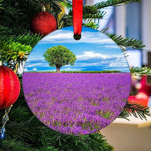 Lavender Field Provence Christmas Ornament France Ceramic Christmas Ornament Christmas Tree Decorations Christmas Stocking Filling Gift Xmas Pendant