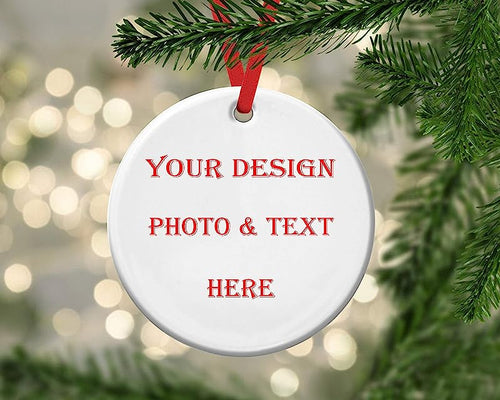 Customizable Round Christmas Ceramic Ornaments, Upload Your Photos/Texts To Custom Your, Double-Sided Printing, Handmade Christmas Ornaments, Weddings, Birthdays, Xmas Souvenirs