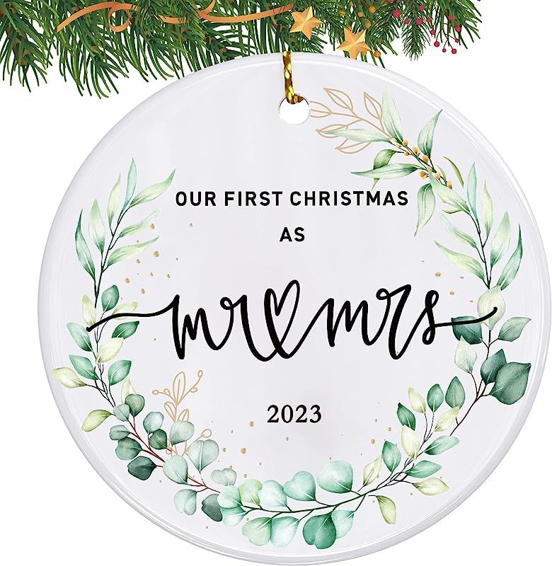 Wedding Gifts For Couples Unique  Our First Christmas As Mr Mrs Ornament, Bridal Shower Gift, First Christmas Married Ornaments, Newlywed Christmas Bauble, Christmas Tree Decoration