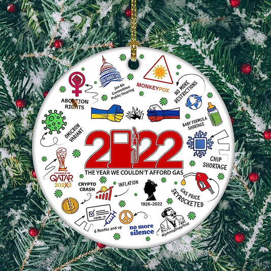 Hot Topics  Christmas Tree Ornament - Trending Social Commemorative Events Ceramic Ornaments, Memorable  A Year To Remember Gifts, Decorative Keepsake Funny Xmas Tree Hanging Ornament Gift