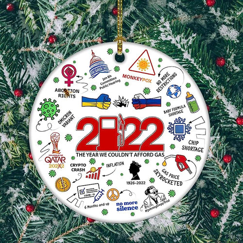 Hot Topics  Christmas Tree Ornament - Trending Social Commemorative Events Ceramic Ornaments, Memorable  A Year To Remember Gifts, Decorative Keepsake Funny Xmas Tree Hanging Ornament Gift