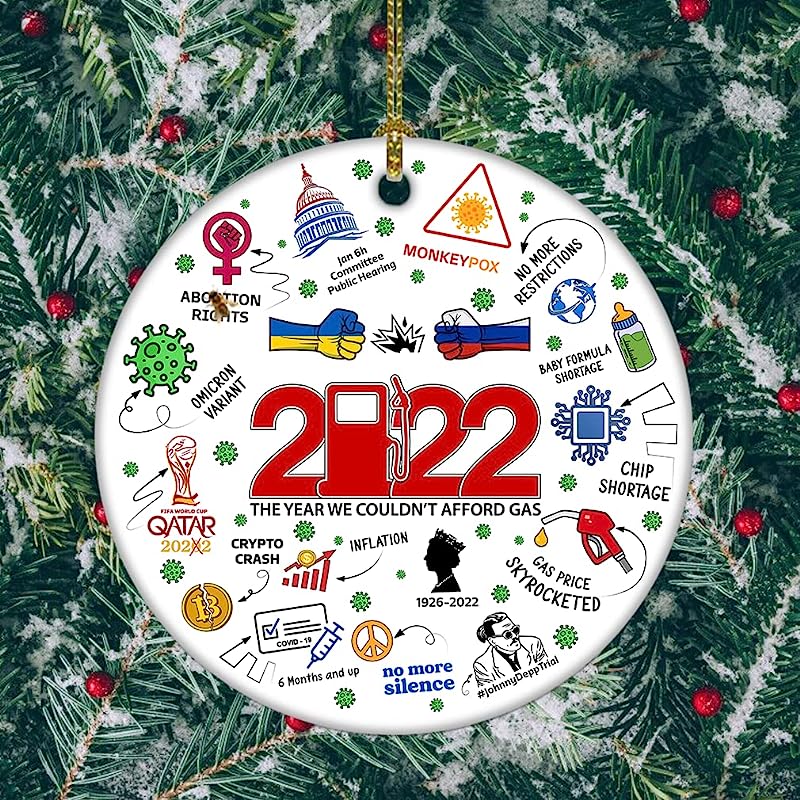 Hot Topics  Christmas Tree Ornament - Trending Social Commemorative Events Ceramic Ornaments, Memorable  A Year To Remember Gifts, Decorative Keepsake Funny Xmas Tree Hanging Ornament Gift