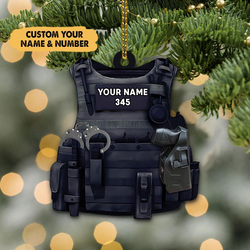 Ornament - Police Custom Shaped Acrylic Flat Ornament Two Sides Prints, Christmas Home Decor, Police Ornament