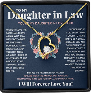 Daughter In Law Necklace Gift - Mothers Day Gift, Valentines Gift, Christmas Gift for Daughter In Law Forever Love Necklace