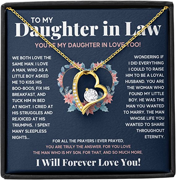 Daughter In Law Necklace Gift - Mothers Day Gift, Valentines Gift, Christmas Gift for Daughter In Law Forever Love Necklace