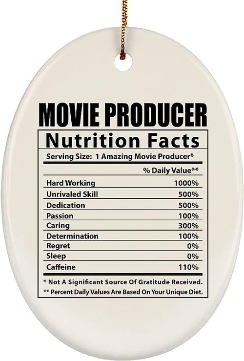 Funny Movie Producer Nutritional Facts Gifts  Christmas Tree Ornaments Oval Ceramic