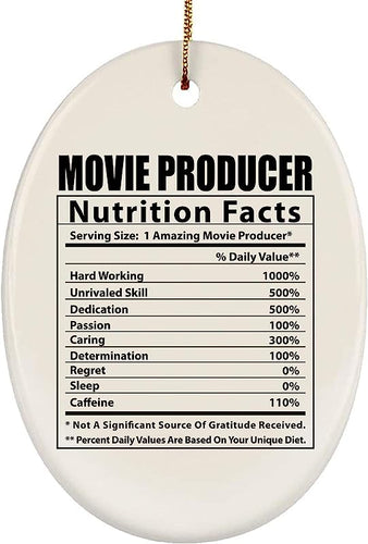 Funny Movie Producer Nutritional Facts Gifts  Christmas Tree Ornaments Oval Ceramic