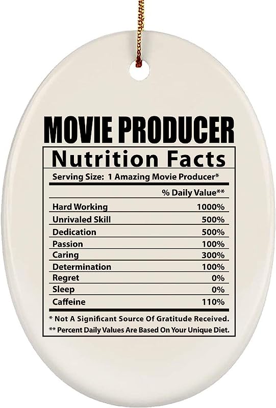 Funny Movie Producer Nutritional Facts Gifts  Christmas Tree Ornaments Oval Ceramic